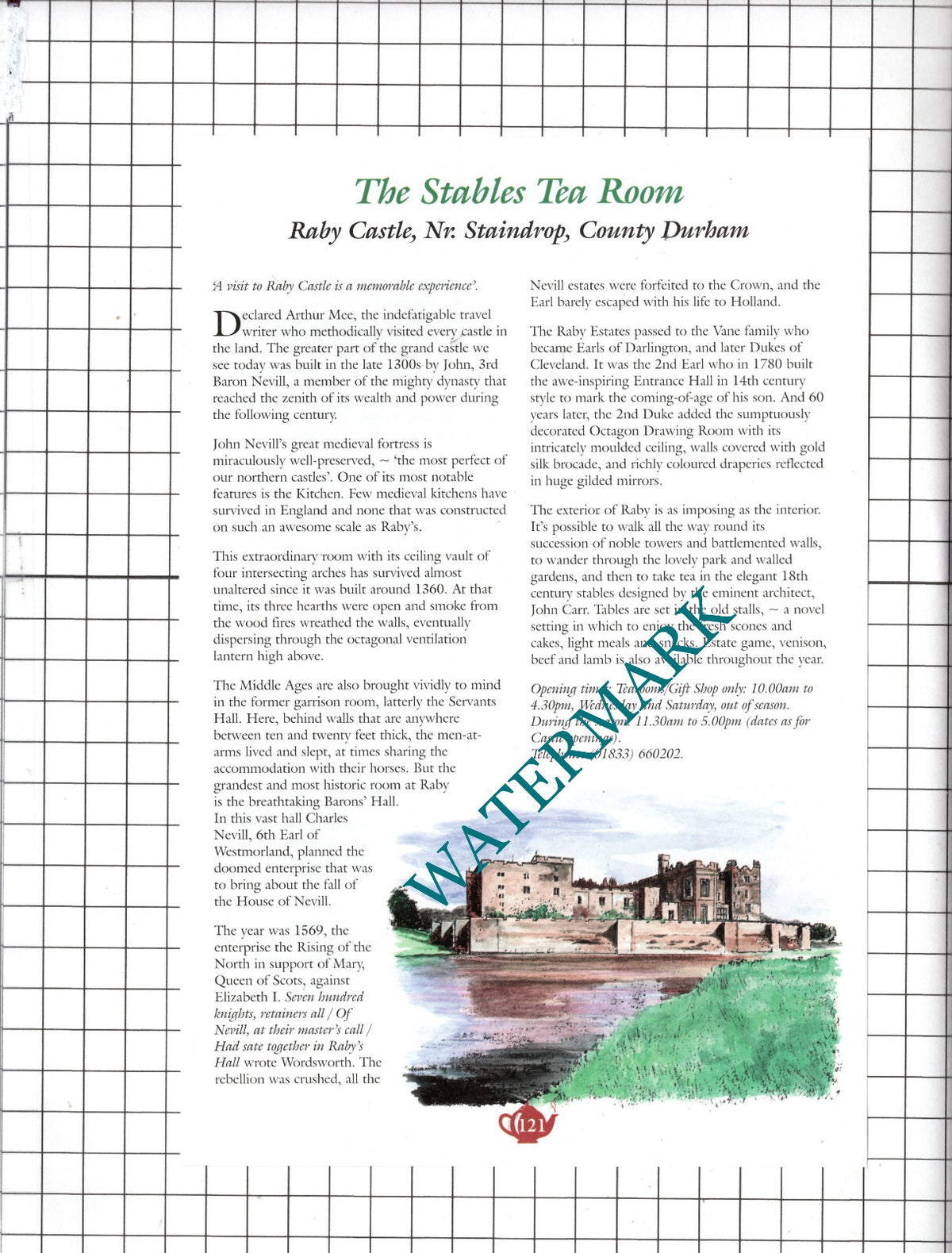 Stables Tea Room Raby Castle / The White Monk Tea Room Blanchland  c.2000 Advert