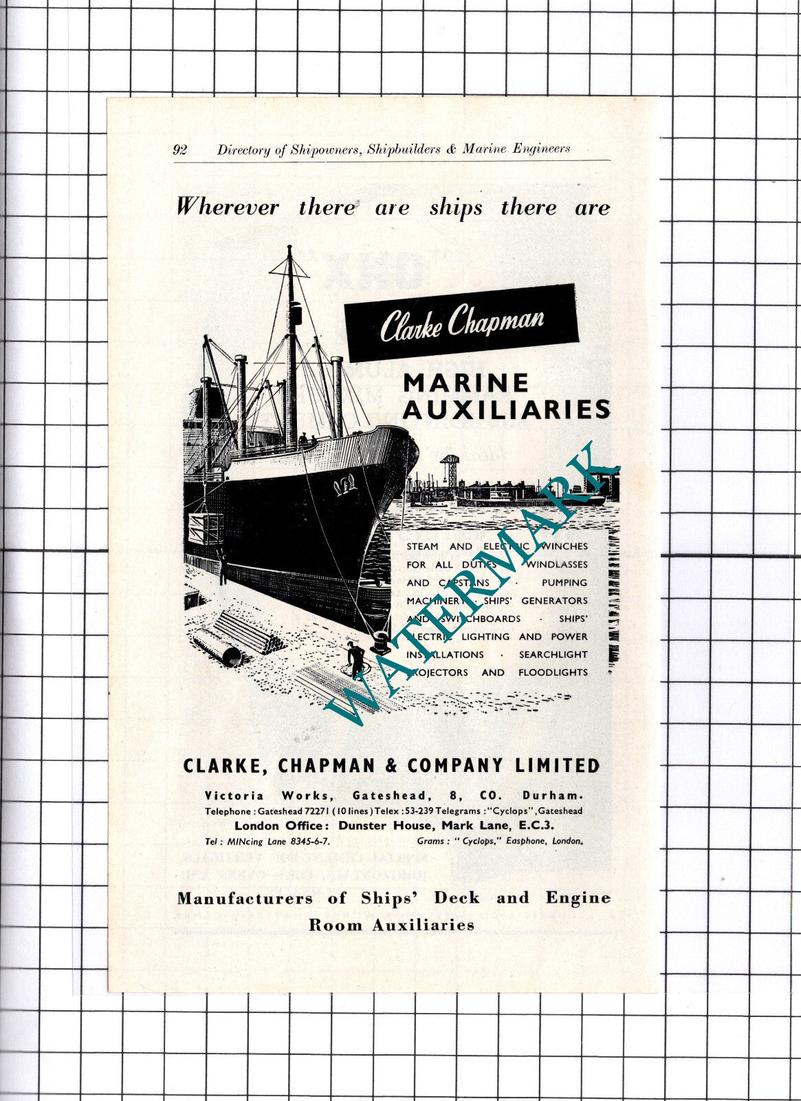 Clarke Chapman & Co Gateshead / A L Curtis & Co Chatteris ADVERT - c.1957
