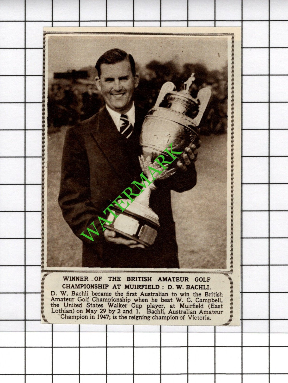 D W Bachli Golf Muirfield - 1954 Cutting