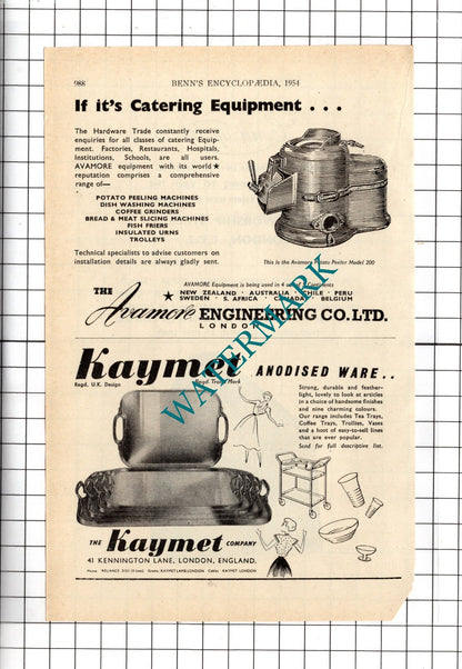 Condrup Ltd London / The Aramore Engineering Co /The  Kaymet Co - 1954 Advert