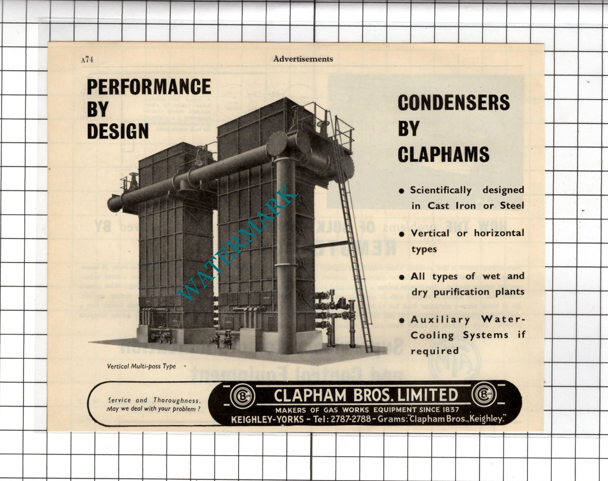 Clapham Bros Ltd Keighley Yorkshire Gas Works - 1951 Advert