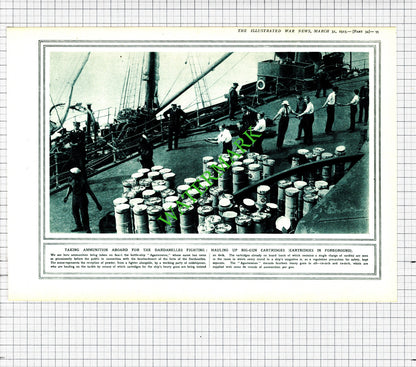 9th London Reg Ulph Davidge Storkey / AGAMEMNON Ship Dardanelles - 1915 Cutting