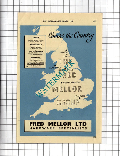Procter Bros Wireworks Ltd Leeds / Fred Mellor Ltd Hardware -  1948 Advert