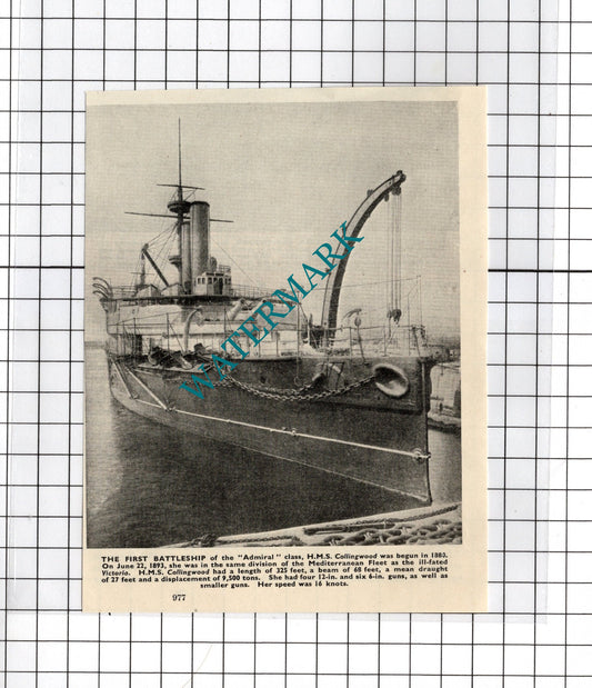 HMS Collingwood Battleship Ship -   c.1940's Cutting