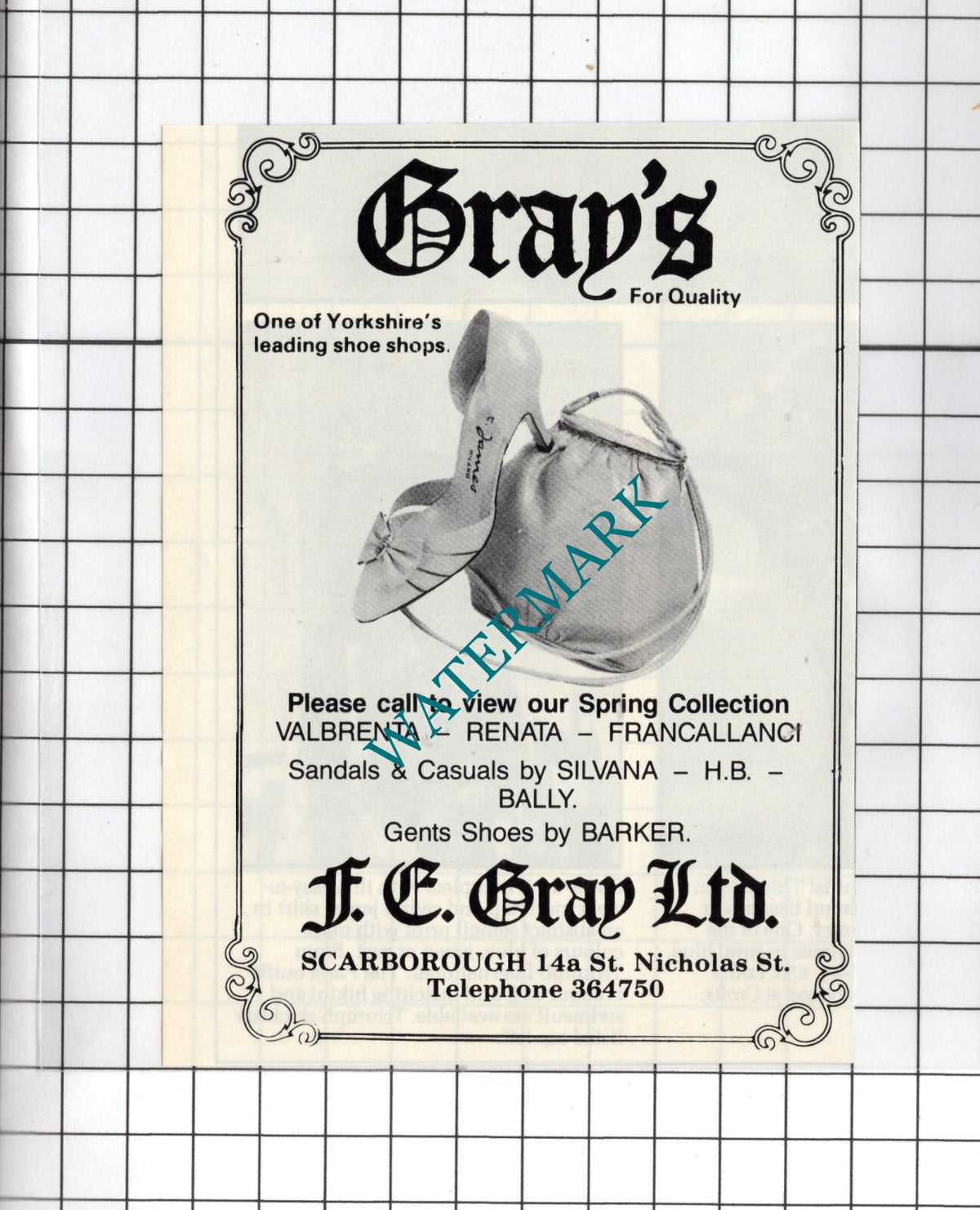 Gray's Scarborough Yorkshire F E Gray Ltd  - 1985 Small Advert