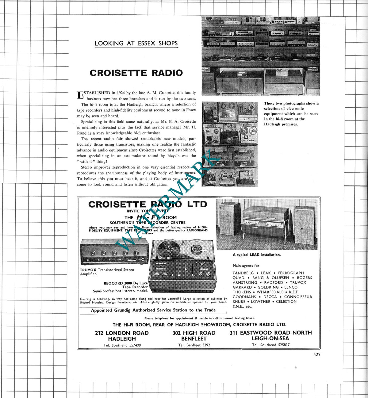 Croisette Radio Hadleigh Essex  Mr H Rand   -  1967 Clipping