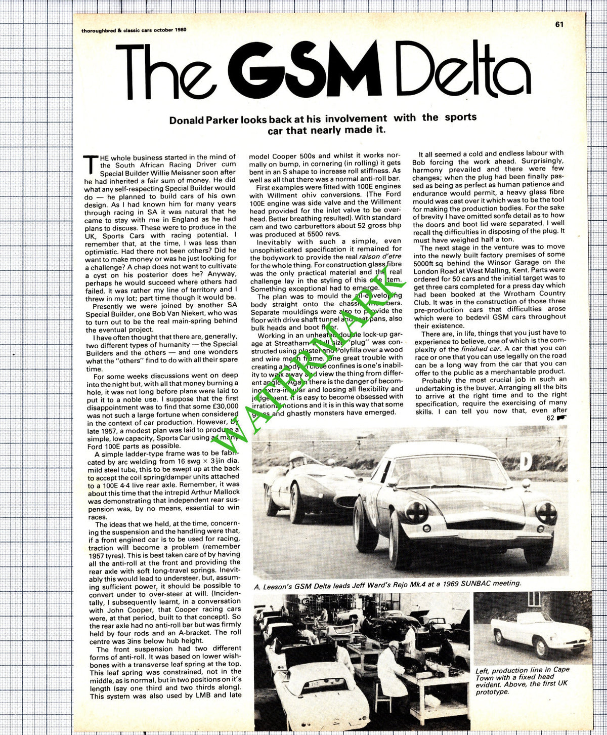 GSM Delta Car Donald Parker  - 1980 Article