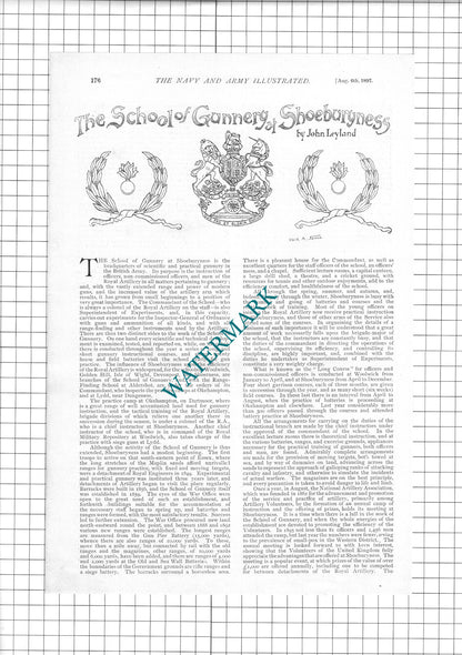 The School Of GUNNERY Shoeburyness Essex - 1897 Article