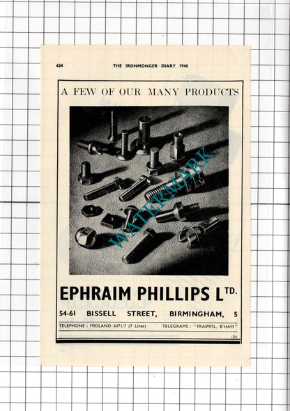 W Martin Winn Ltd Darlaston / Ephraim Phillips Ltd Birmingham -1948 Small Advert