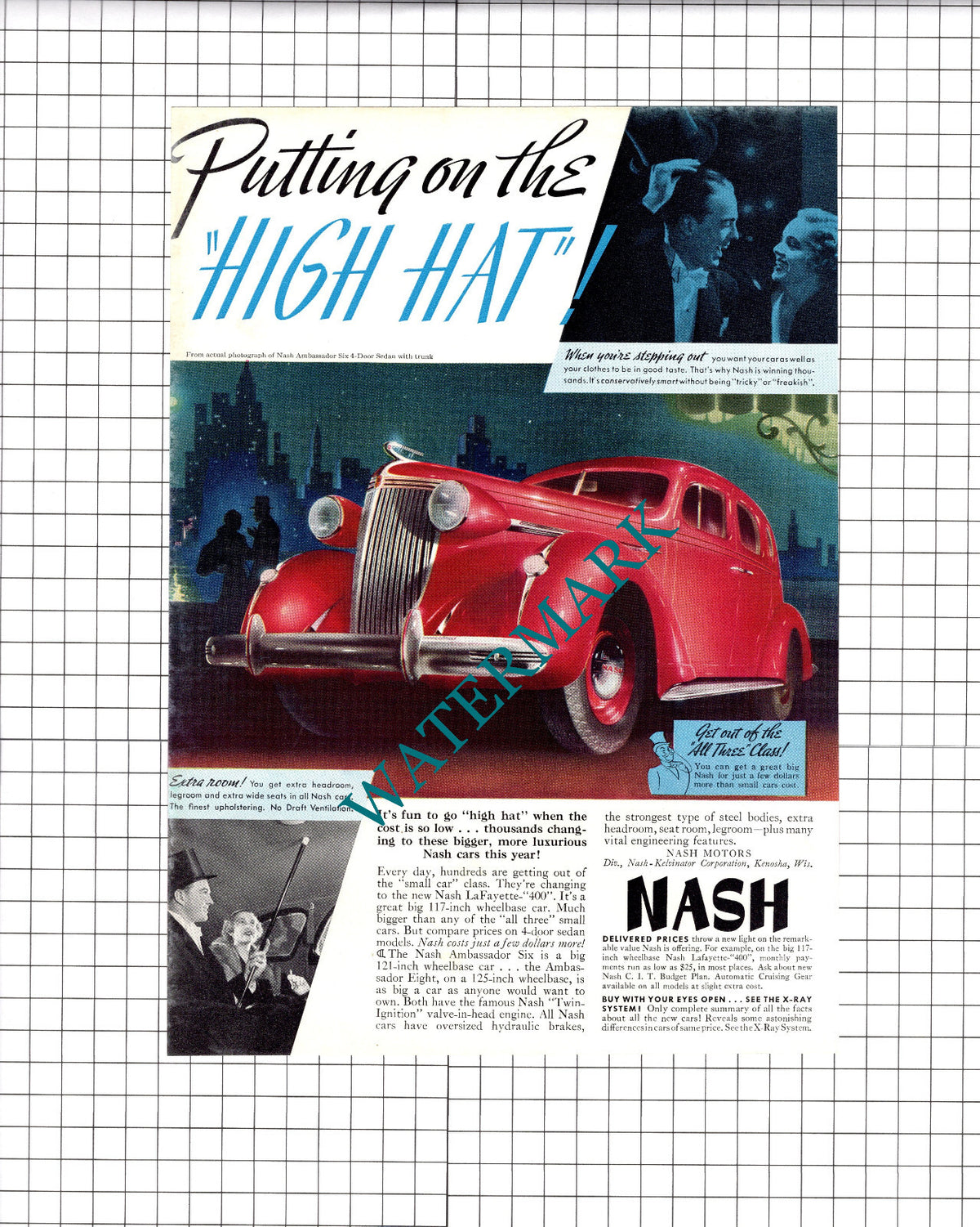 Nash Motors Car Advert USA - 1937 Clipping / Print