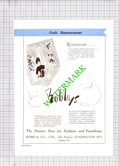 Bobby & Co Bobbys Leamington Spa Building Society  Advert -  1930s Cutting