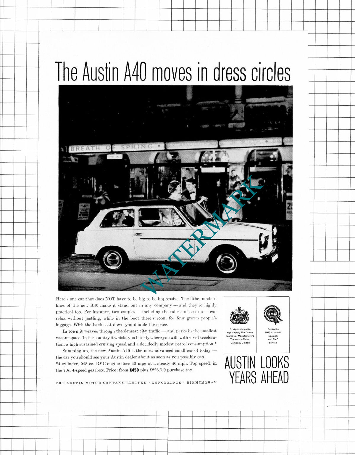 Austin A40 Car Advert  - 1959 Clipping / Print