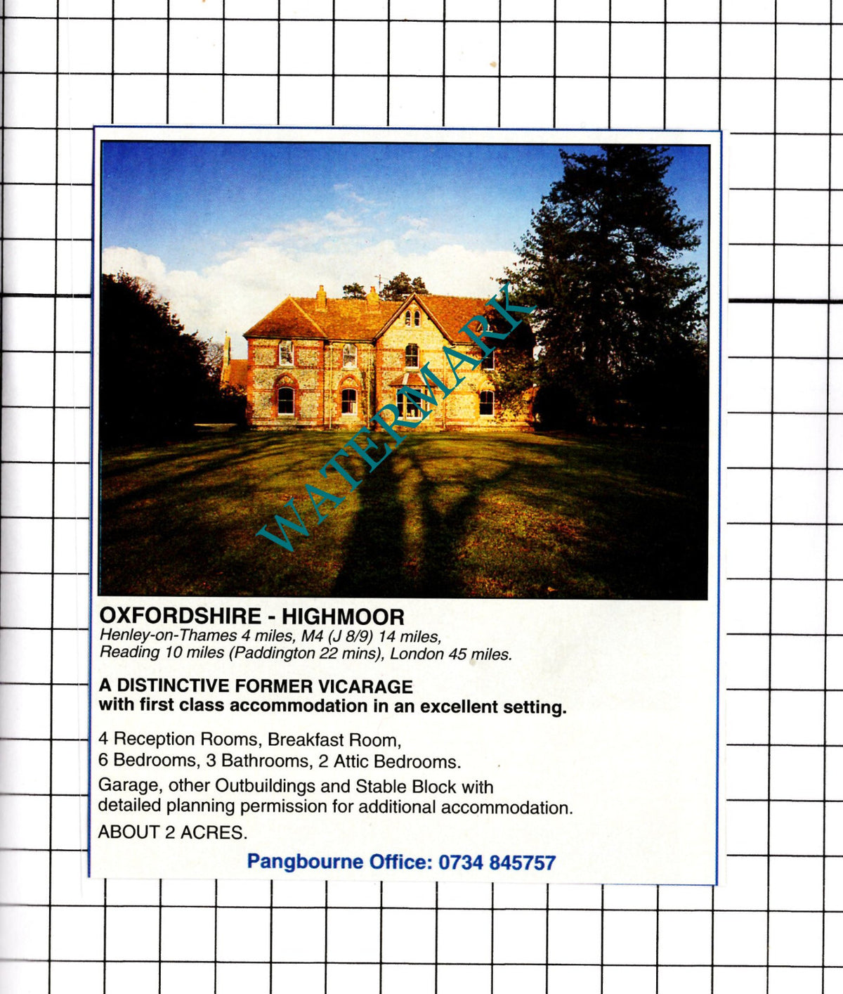 Highmoor Oxfordshire Vicarage House Sale Advert - 1991 Clipping / Print