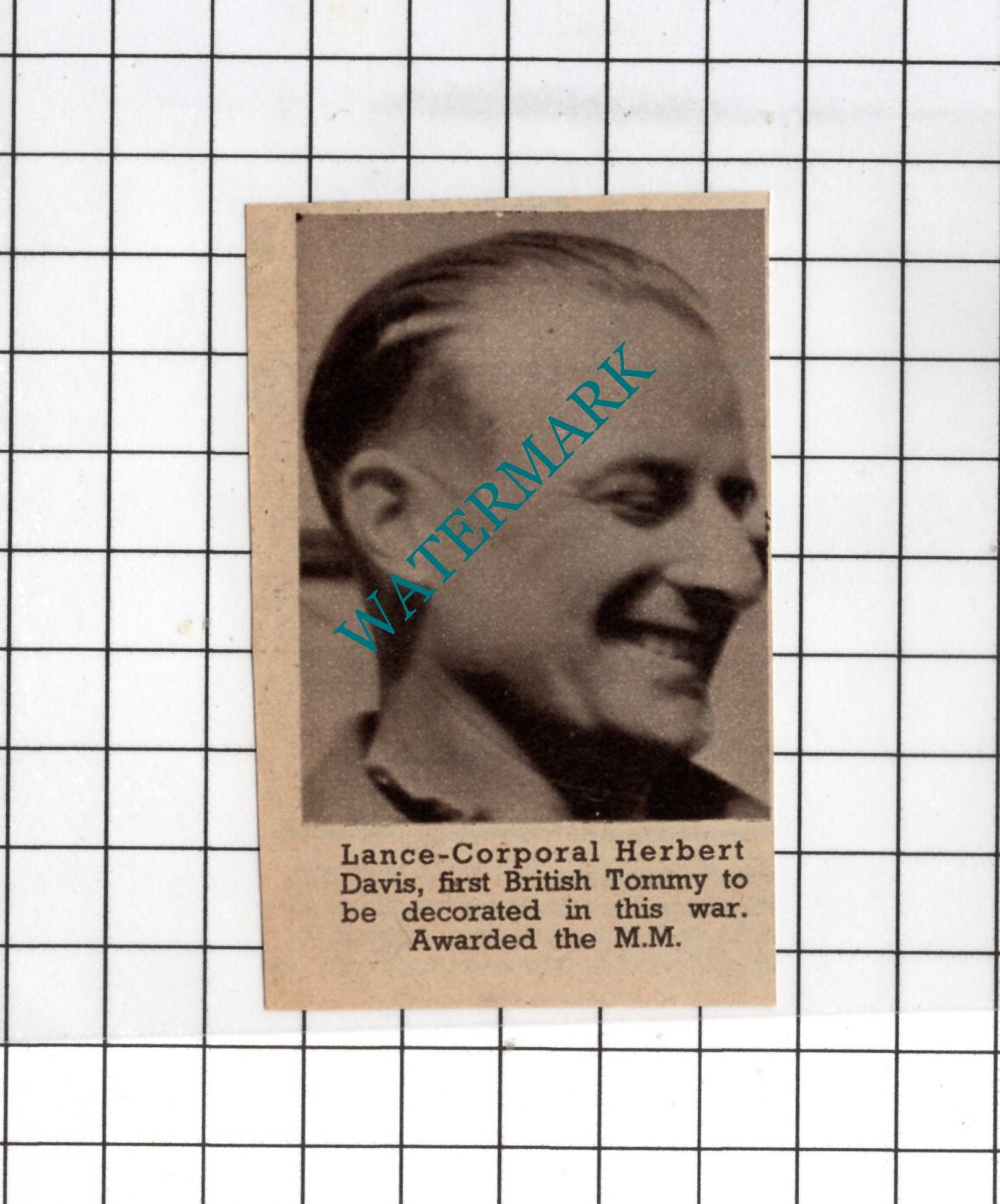 Lance Corporal Herbert Davis WW2   - 1940 SMALL News Clipping
