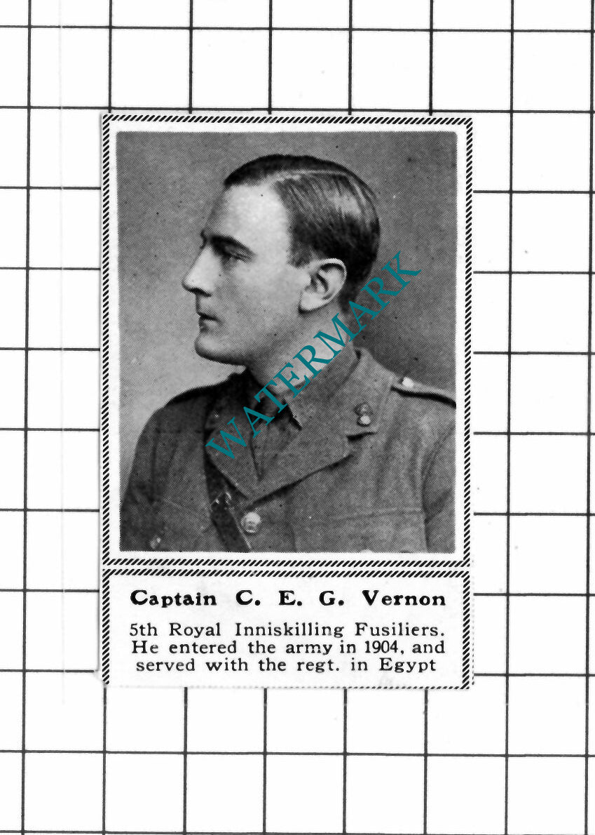 Cpt C E G Vernon 5th Royal Inniskilling Fusiliers WW1 - c.1918 SMALL Clipping
