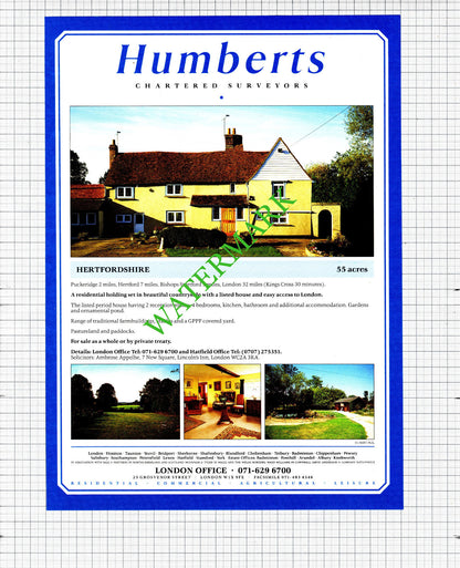 Puckeridge Hertfordshire  / Shabbington Buckinghamshire Advert - 1991 Cutting