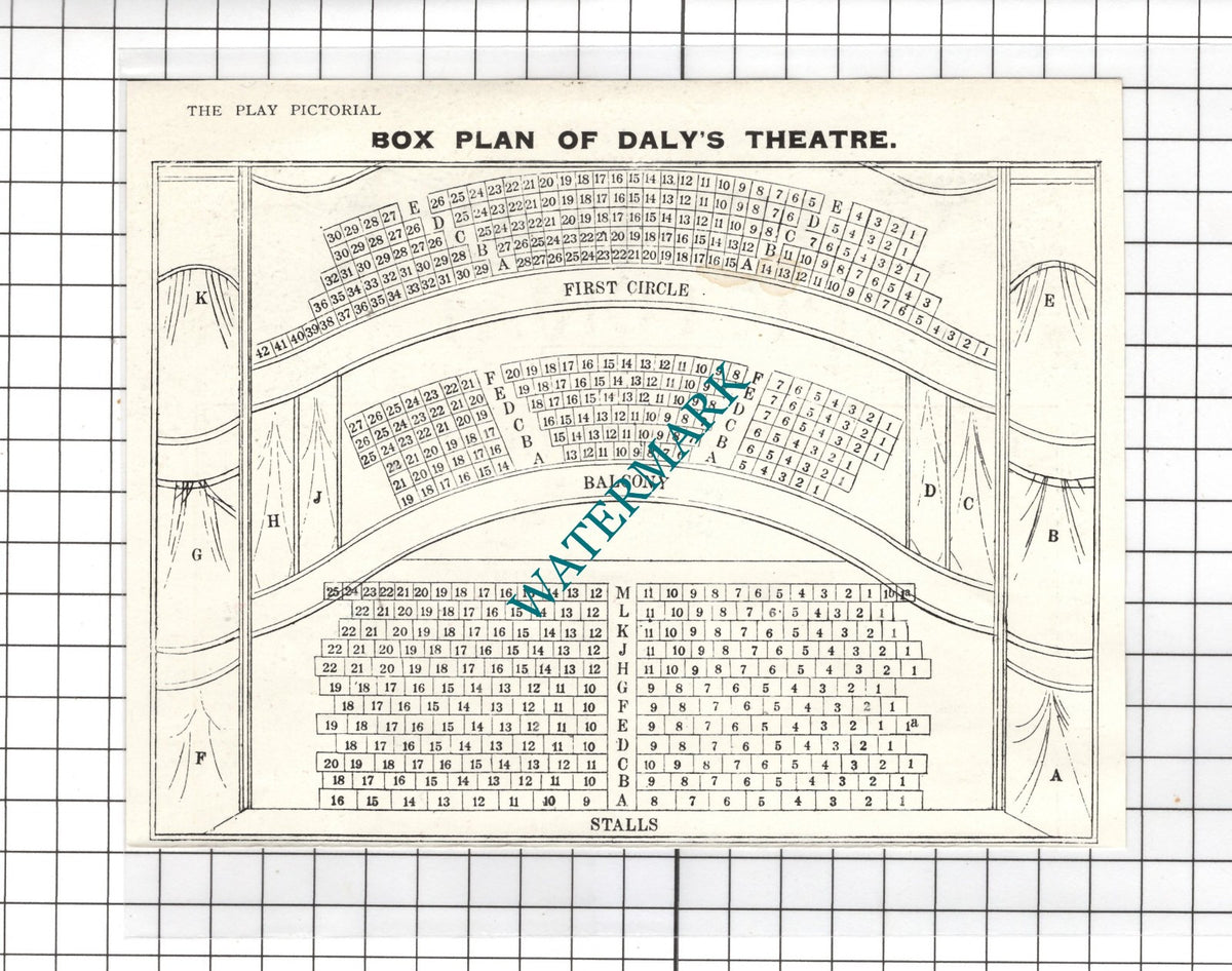 Daly's Theatre London Seating Plan  - c.1913  Clipping