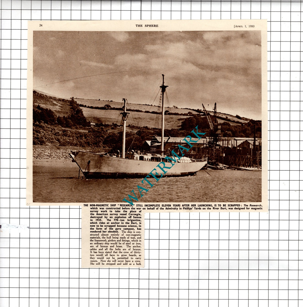 Non-Magnetic Ship RESEARCH To Be Scrapped - 1950 Clipping