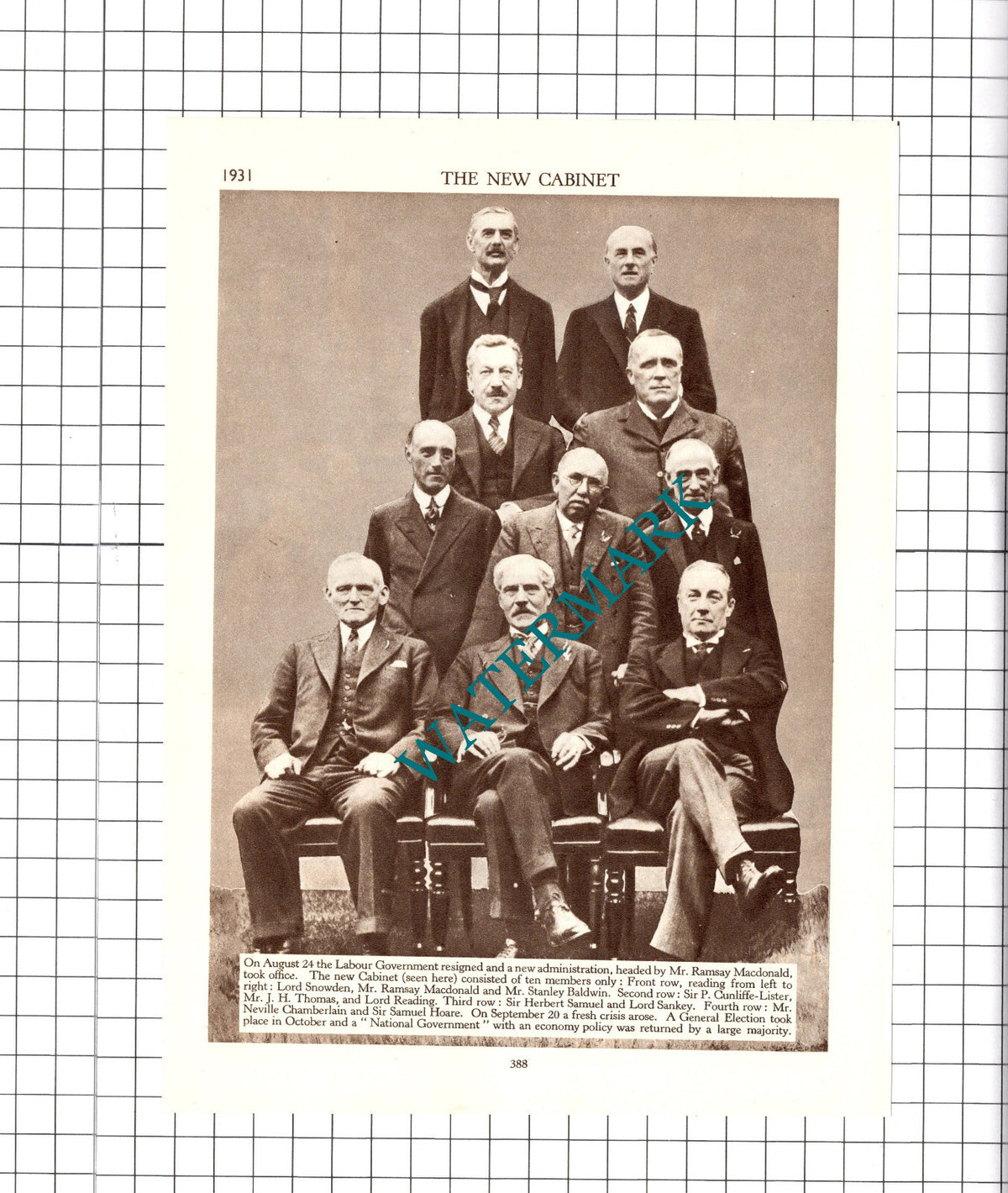 Labour Cabinet Lord Snowden Ramsay Macdonald Sankey - 1930s Clipping / Print