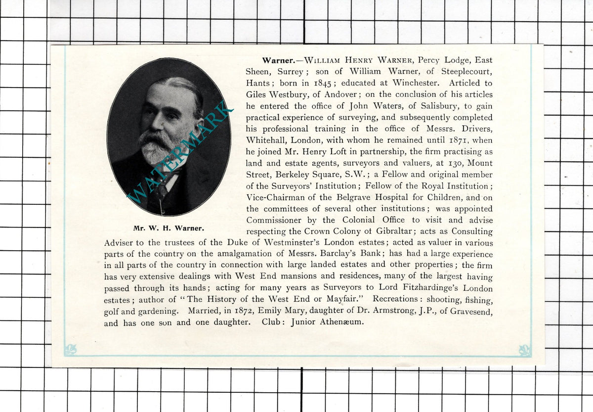 William Henry Warner Percy Lodge East Sheen / John Daniel Wood - c.1905 Clipping
