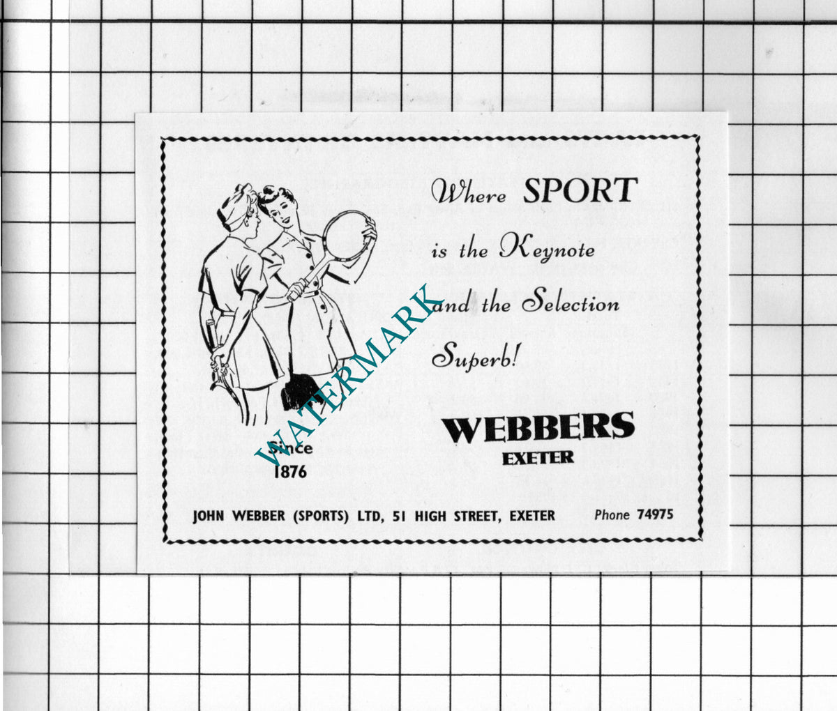 Webbers Exeter Devon John Webber Sports Ltd Exeter      - 1957 Small Advert