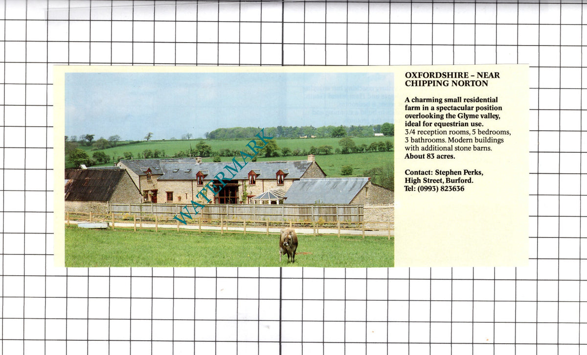 Chipping Norton Oxfordshire Farm House Sale Advert - 1991 Clipping