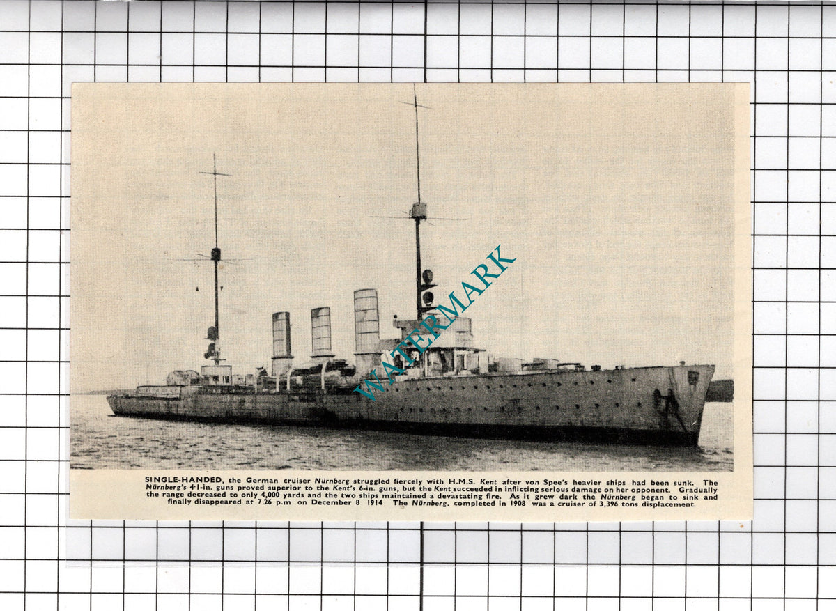 German Cruiser Ship  NURNBERG - c.1940's Small Cutting