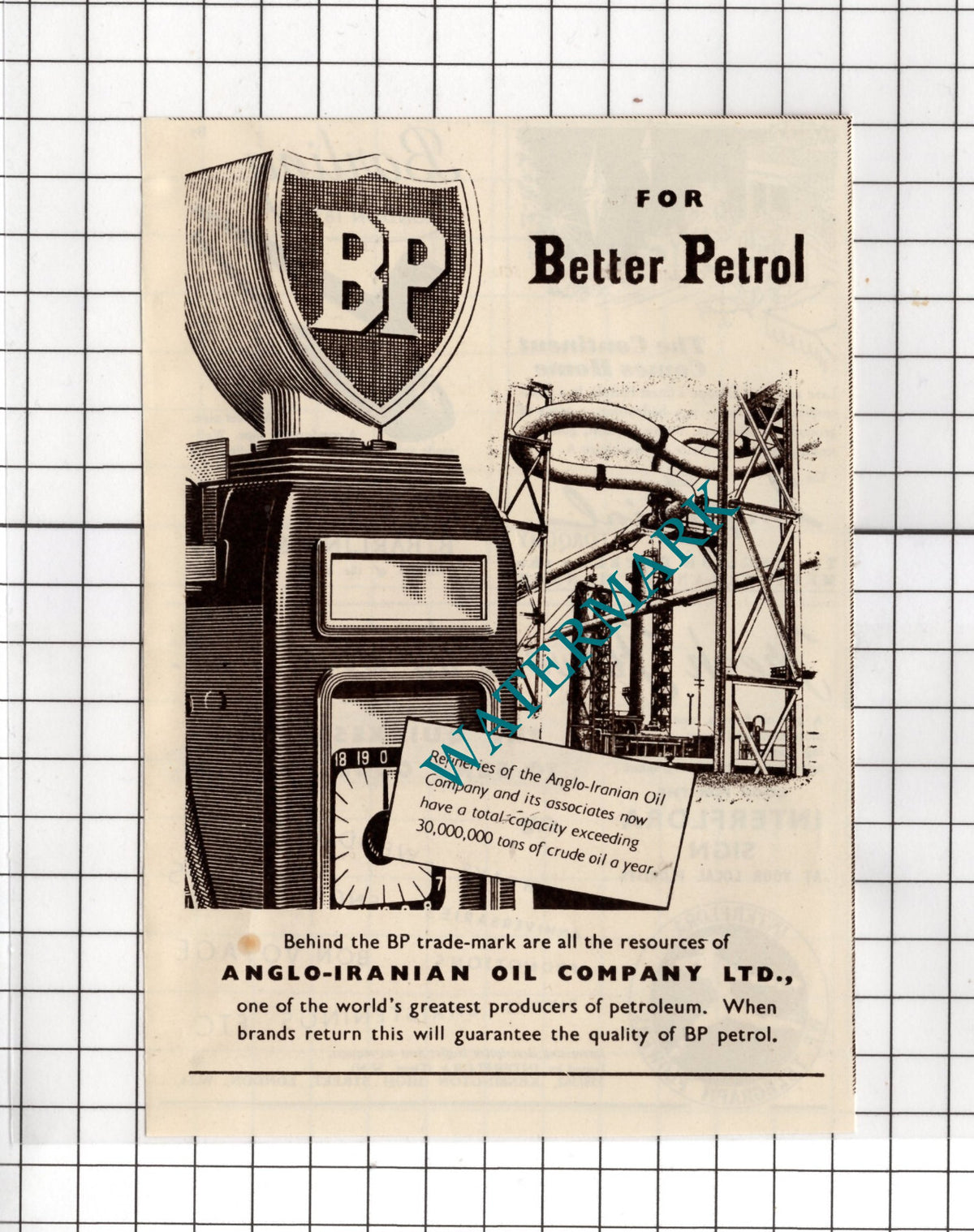 BP Petrol Advert Anglo-Iranian Oil Company Ltd  - 1950 Small Advert