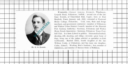 Ernest Girling Everett Winchmore Felixstowe Alfred Game Stowmarket 1911 Clipping