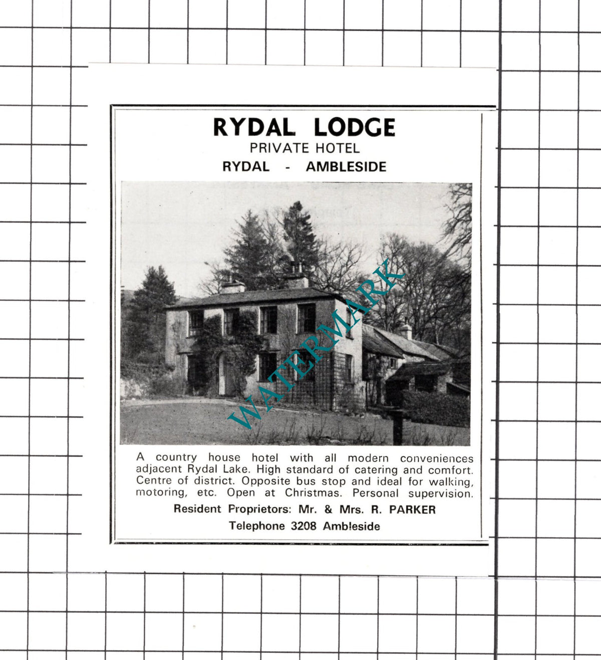 Rydal Lodge Hotel Ambleside R Parker Small Advert - c.1968 Cutting