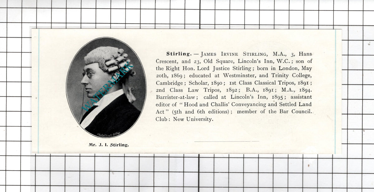 John Irvine Stirling / William Woodthorpe Tarn Elmwood Clapham - c.1905 Clipping