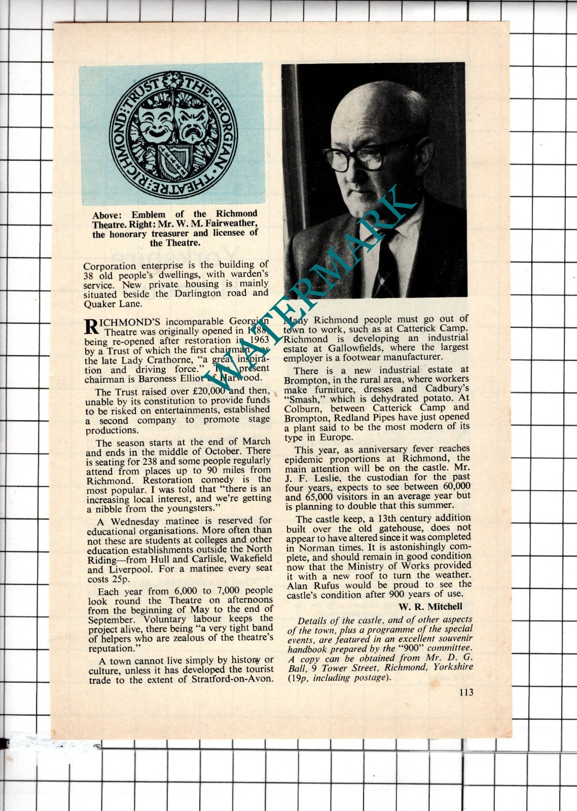 Richmond North Yorkshire JK Hendren WM Fairweather Leslie - 1971 Small Article
