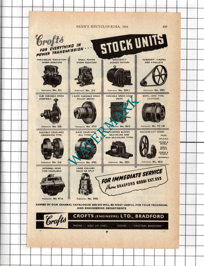 Crofts Engineers Ltd Bradford  / Isaac Jackson & Sons Glossop-  1954 Advert