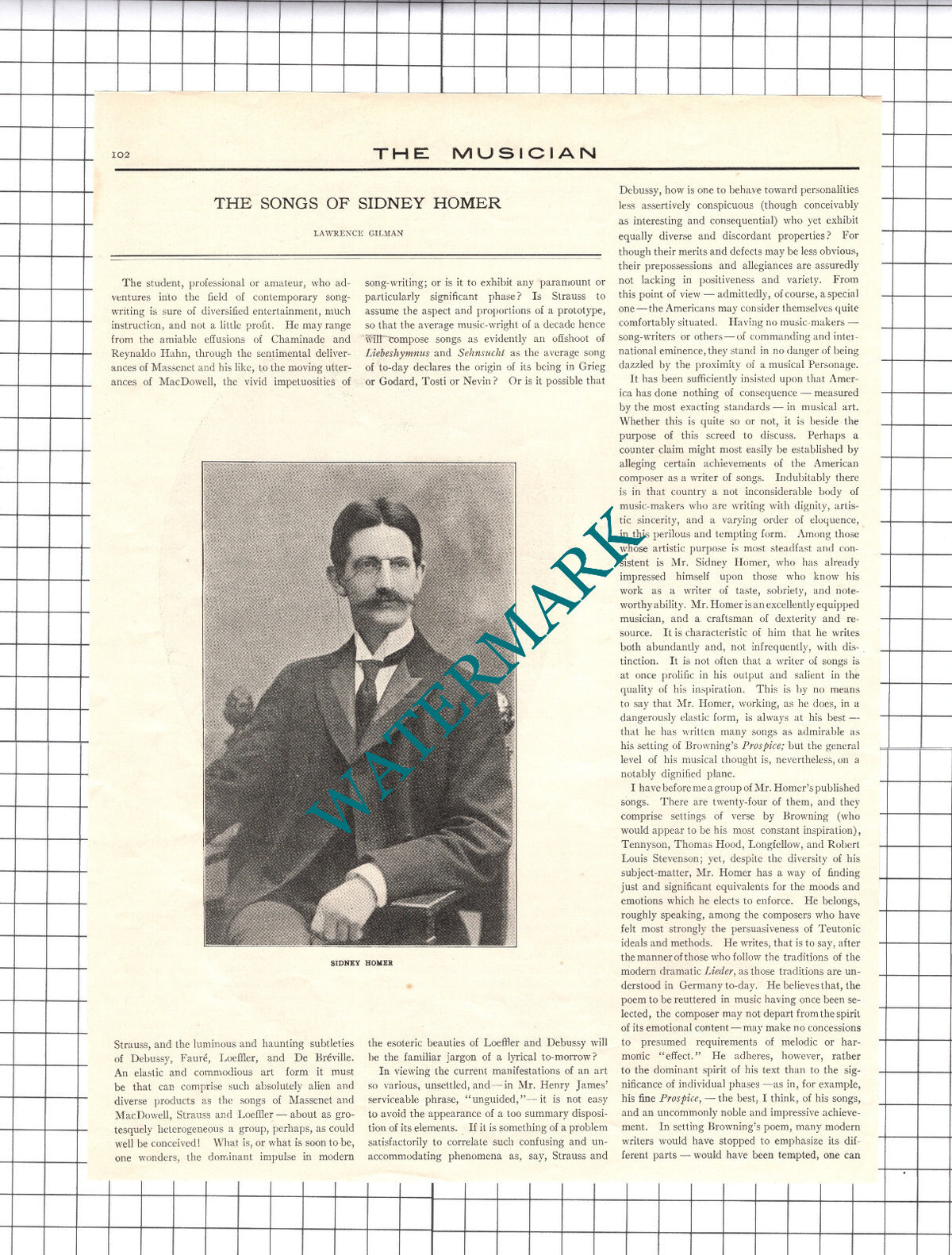 Sidney Homer Composer - 1906 Two-Part Clipping / Print