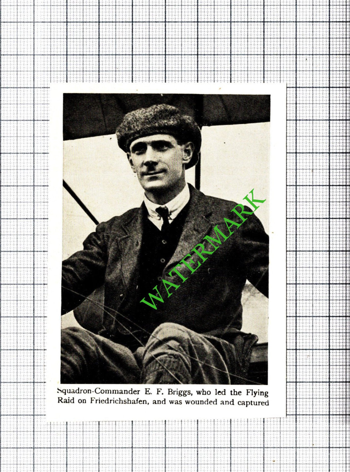 Sq Comm E F Briggs Friedrichschafen WW1 Great War- c.1920 Small Cutting