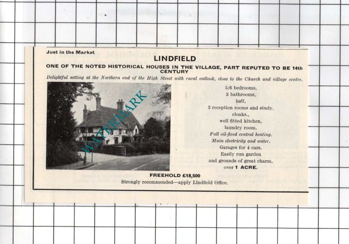 Lindfield Sussex - 1967 Small House Sale Advert