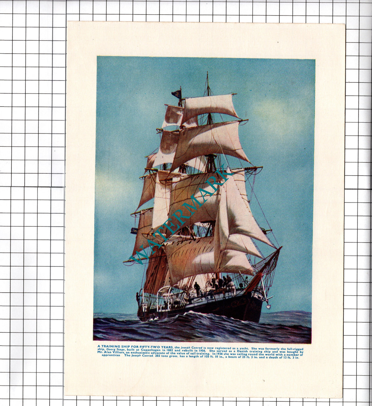 Training Ship JOSEPH  CONRAD Yacht - c.1940's Print