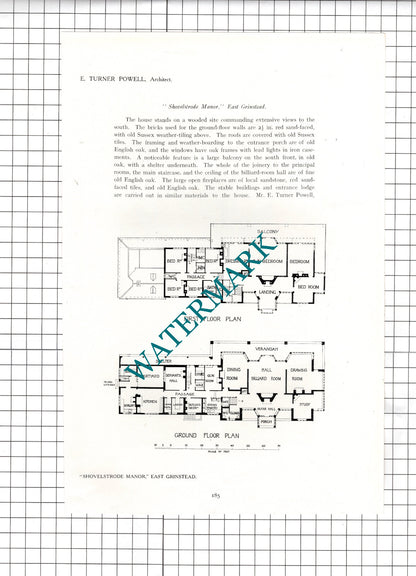 Shovelstrode Manor East Grinstead E Turner Powell Architect -1911 Article/Print