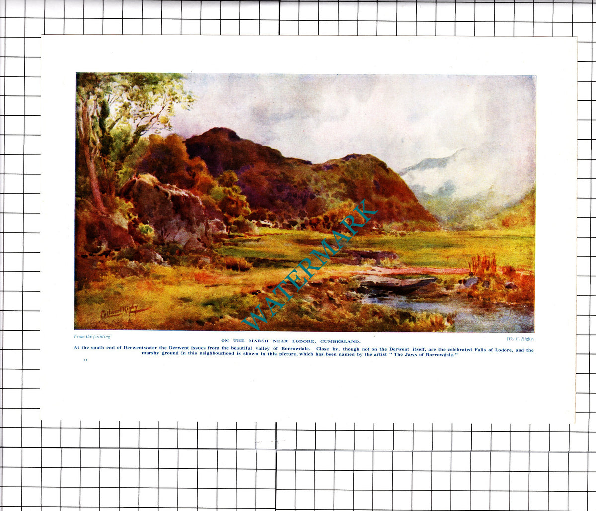 Lodore Cumberland C Rigby - c.1930's Print