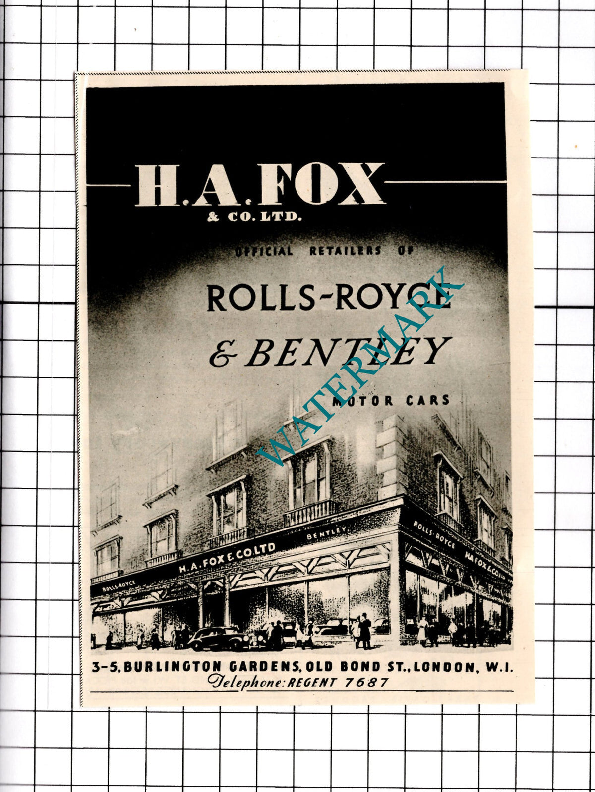 H A Fox & Co Ltd Cars Old Bond Street London Small Advert -1950 Clipping / Print