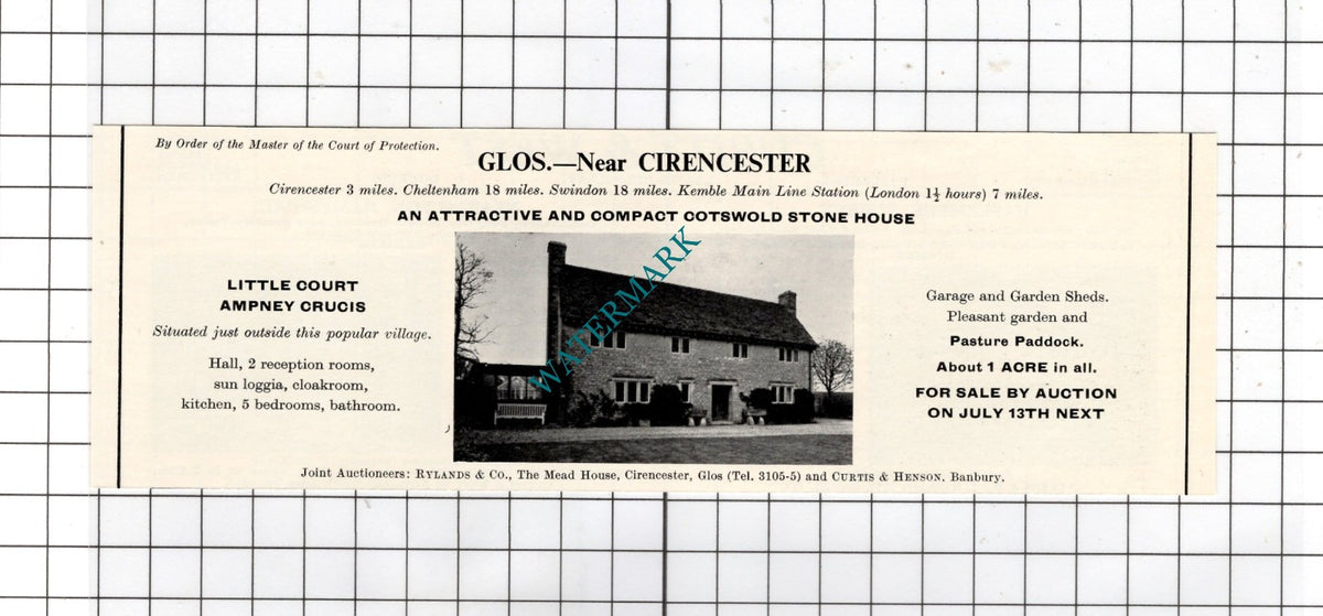Little Court Ampney Crucis Gloucestershire  -   1967 House Sale Advert