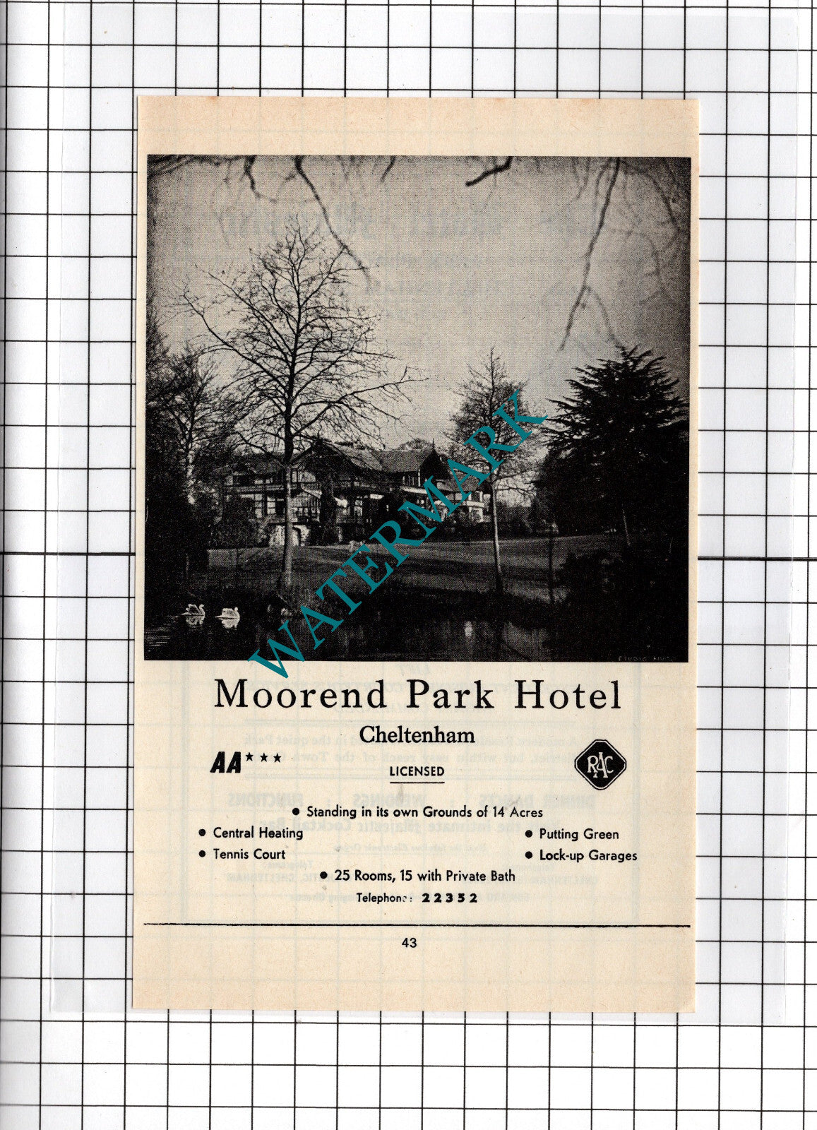 The Hotel Majestic Cheltenham Spa Edward Swinden / Moorend Park  - 1970's Advert