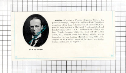 Frederick William Hollams Tonbridge / Arthur Hill Hutton  - c.1905 Clipping