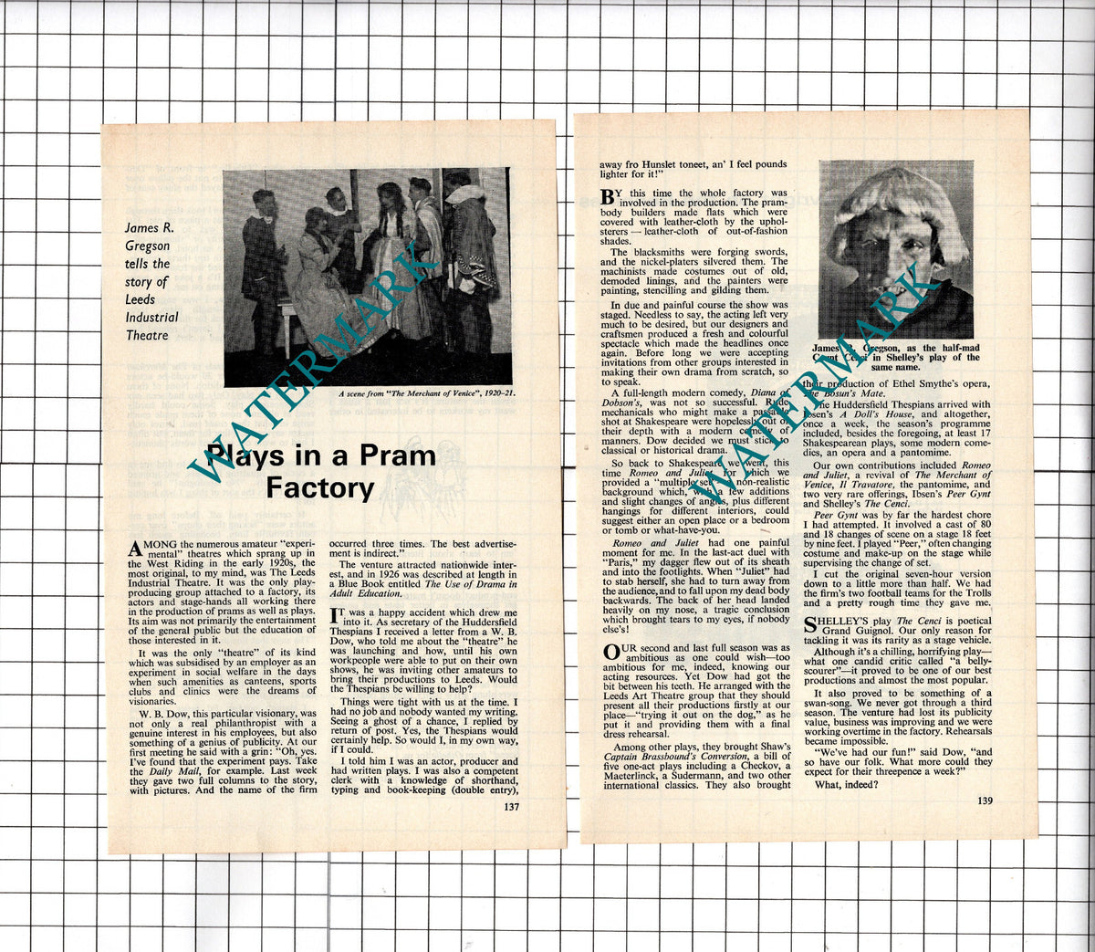 The Leeds Industrial Theatre James R Gregson - 1972 Small Article
