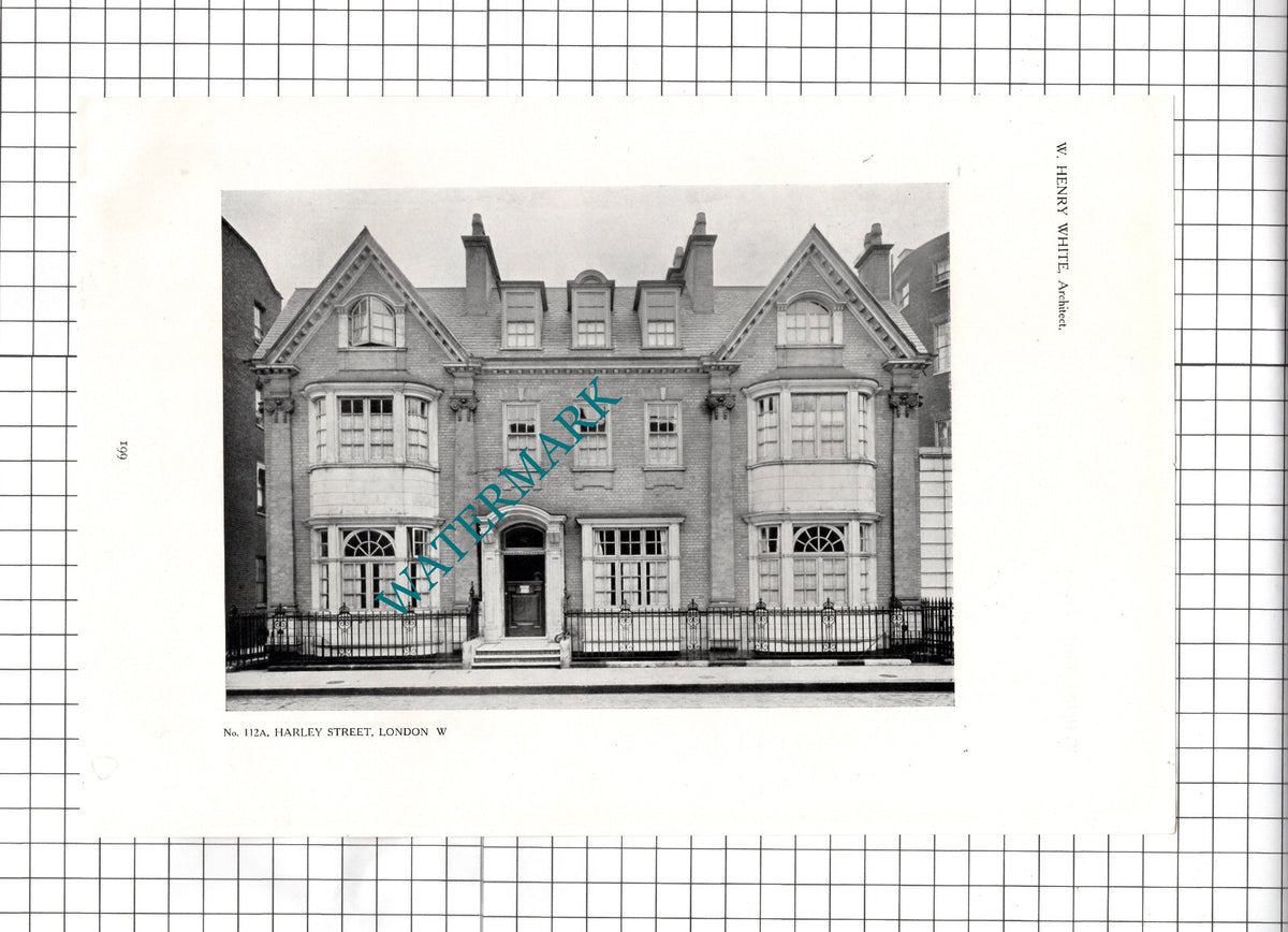 Cozens House (?)  112A Harley Street London W Henry White  -1911 Article / Print
