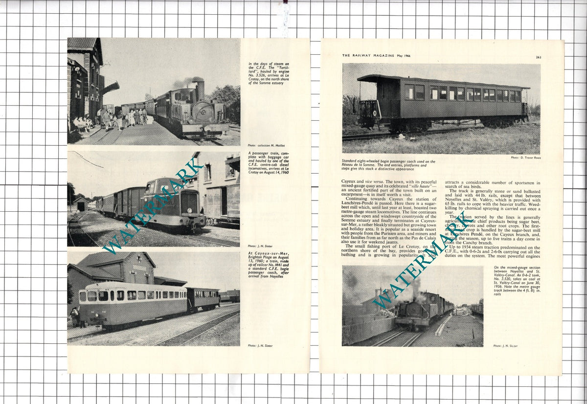 The Reseau de la Somme Light Railway France Sillon  - 1966 Article
