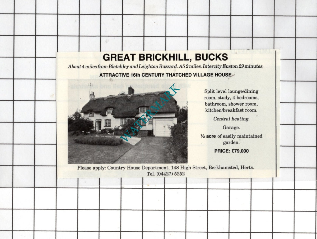 Great Brickhill Buckinghamshire - 1980 SMALL House Sale  Advert