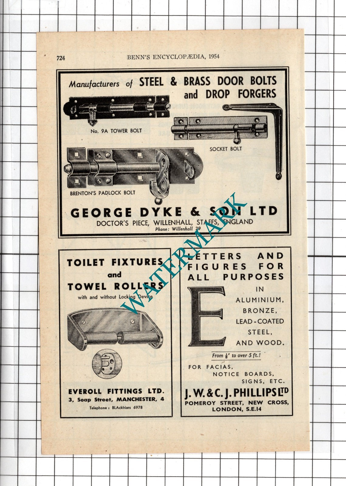 Smiths Diecast Products Ltd Birmingham George Dyke & Son Ltd Staffs  1954 Advert