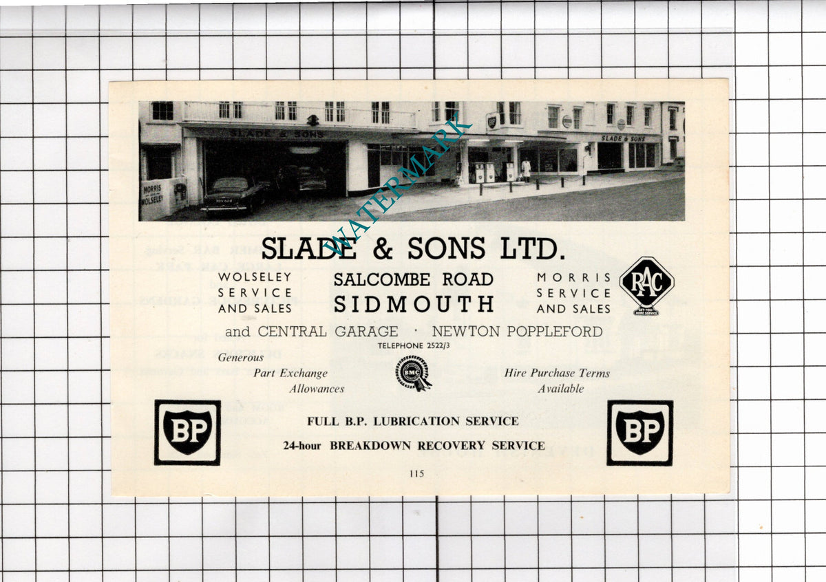The Bowd Inn Bowd Cross Devon / Slade & Sons Garage Sidmouth     - 1968 ADVERT