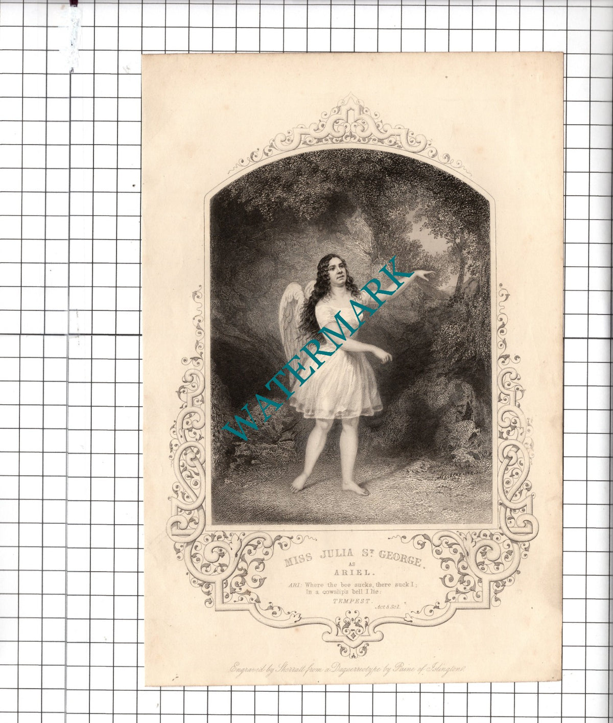 Miss Julia St George Actress as Ariel Tempest Shakespeare - c.1870 Print